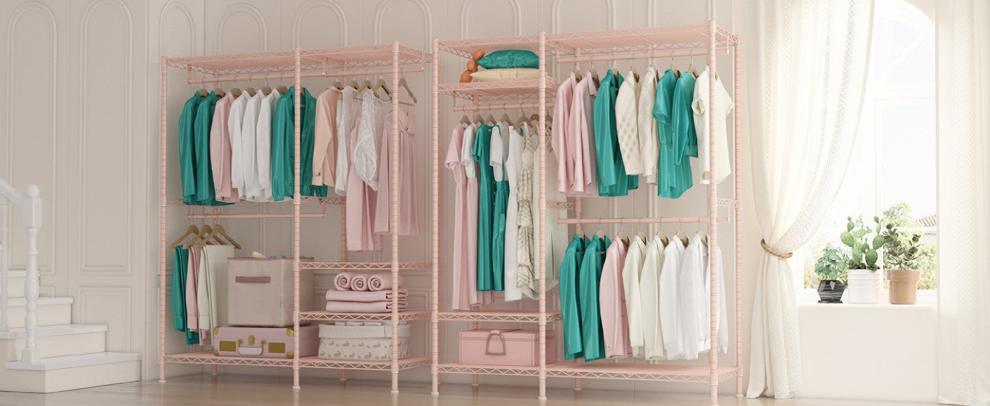 The Raybee heavy duty wire clothes rack with shelves is a versatile storage solution for your clothing and accessories.