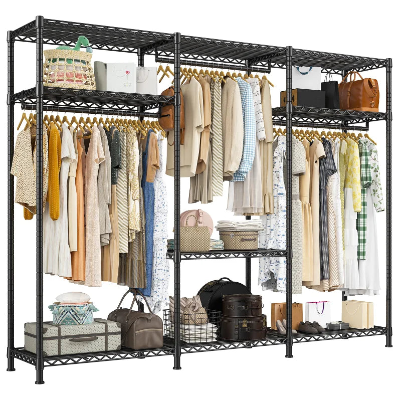 Raybee 795 LBS Portable Clothes Rack, Adjustable & Heavy Duty Clothing Rack with Shelves