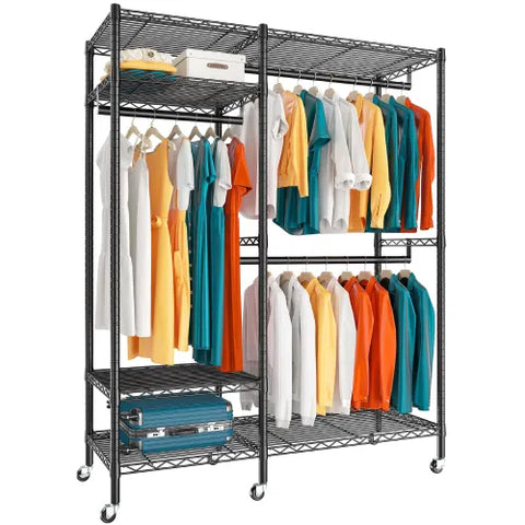 Raybee rolling clothes rack with shelves