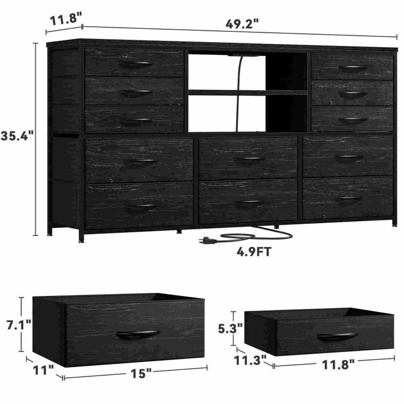 Raybee LED TV Stand with 12 Drawers