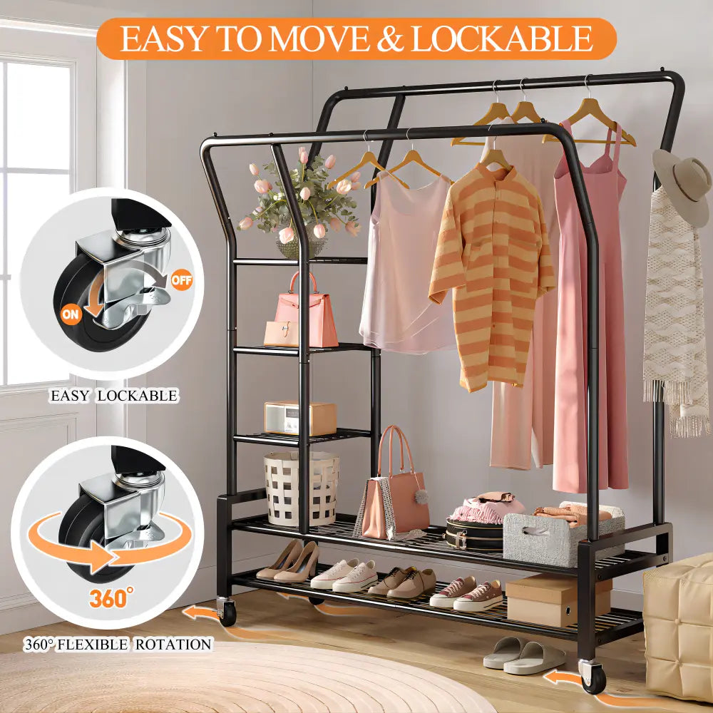 Raybee rolling clothes drying rack with 360° swivel