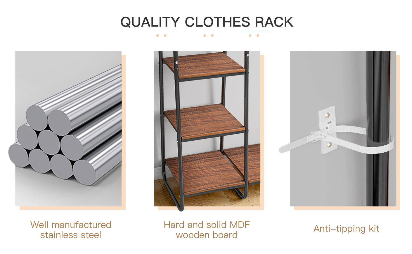 High-quality clothes rack with Anti-tipping kit is more stable