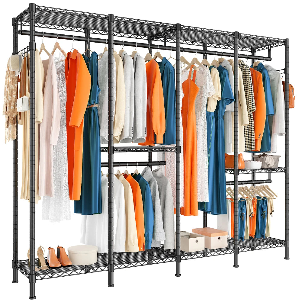 Raybee 900lbs Adjustable Metal Clothing Rack Heavy Duty with Hooks