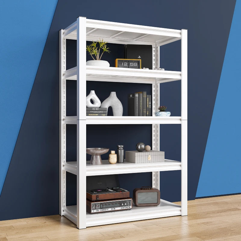 REIBII 63" White Metal Shelving Unit, Adjustable Heavy Duty Storage Shelves, Utility Rack for Pantry Kitchen