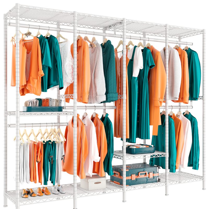 Raybee 76" W Oversized Clothes Rack, 990lbs Freestanding Portable closet, Heavy Duty Garment Rack