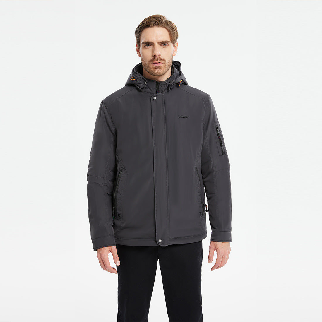 Image of Detachable-Hooded Water And Wind Resistant Jacket