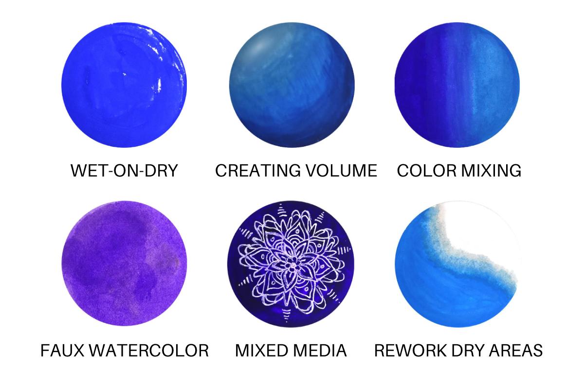 A 2nd graph showing the different gouache painting techniques 