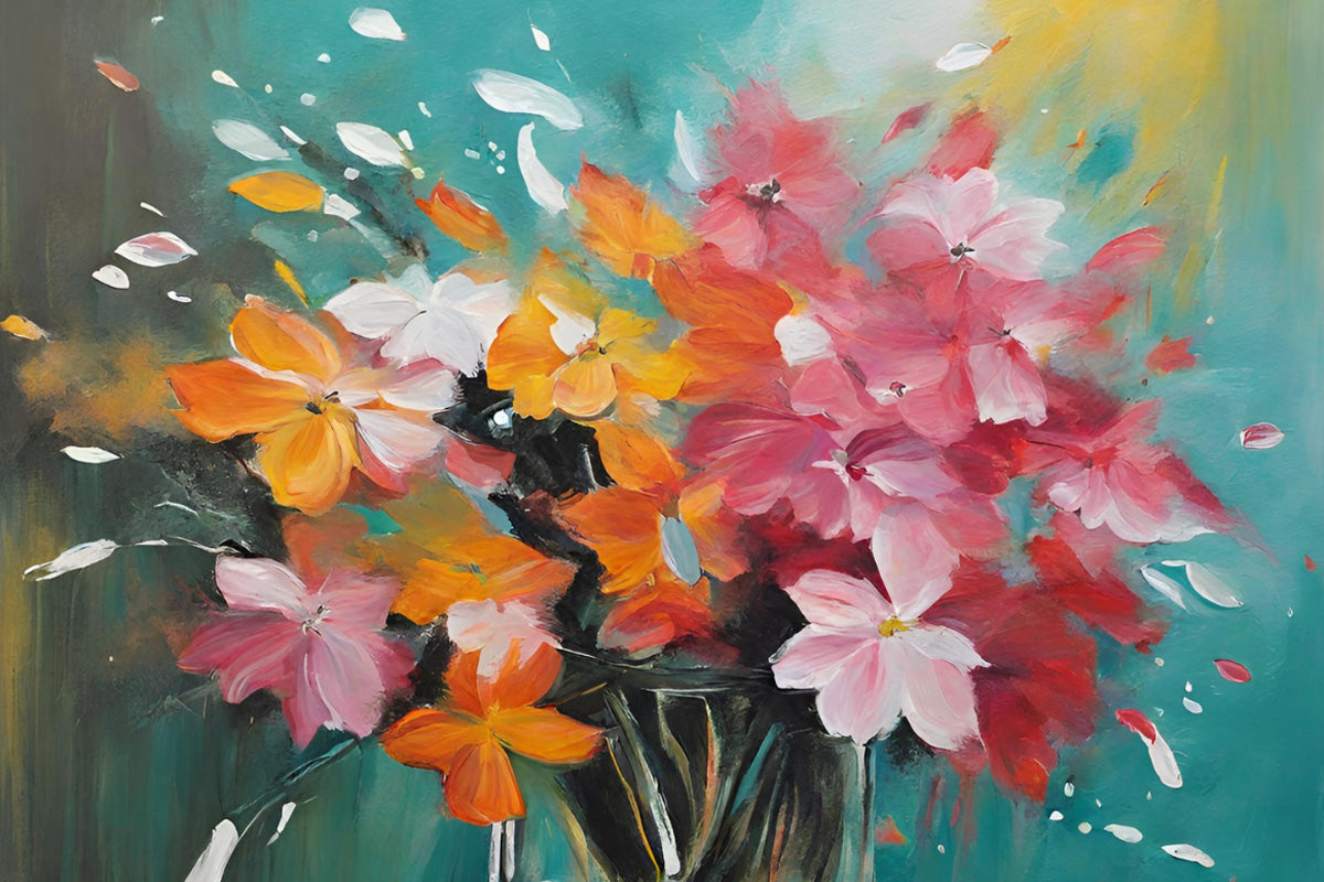 A beautiful floral painting made with acrylic paint