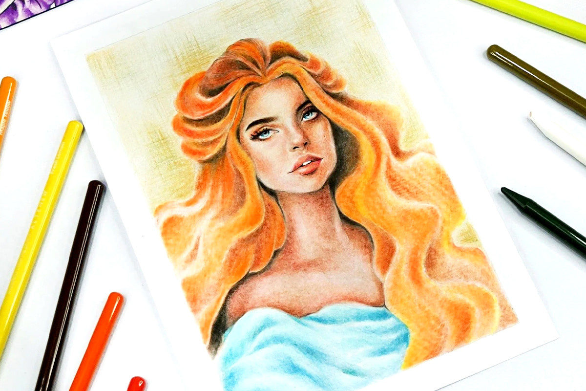 A beautiful portrait of an redhead created with Altenew Woodless Coloring Pencils