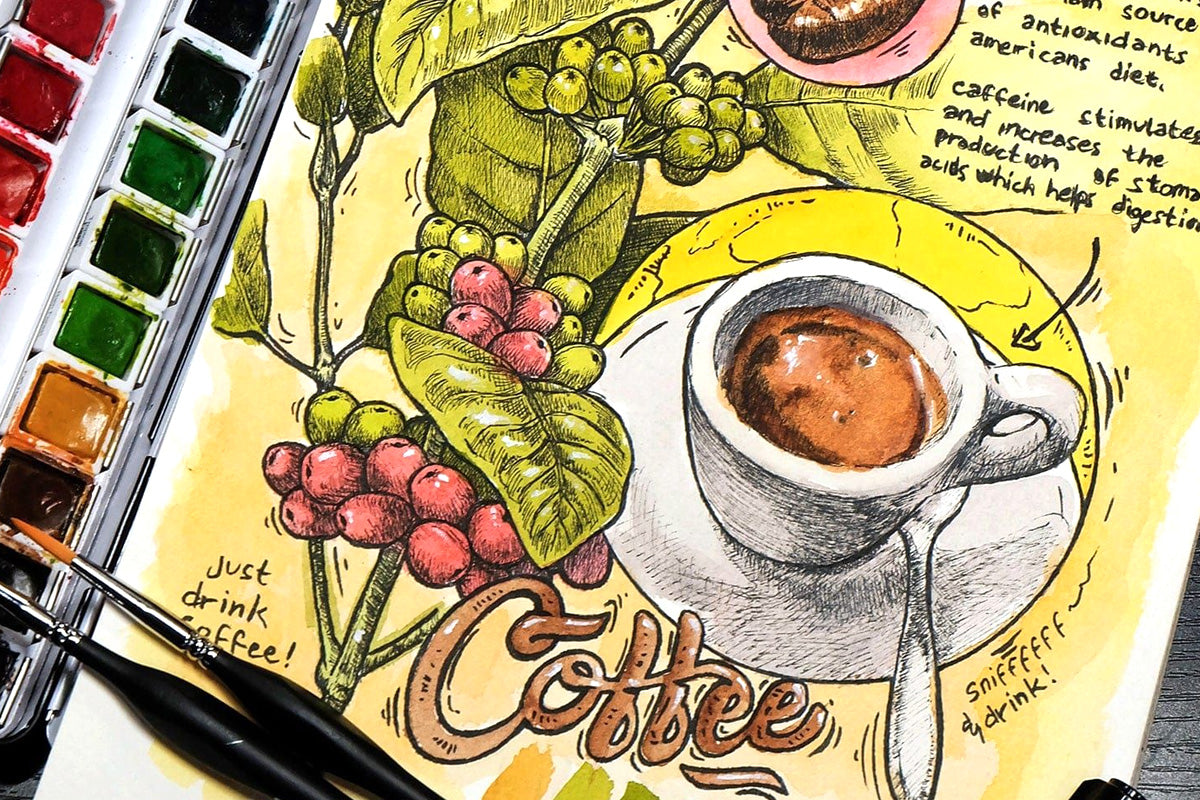An informative painting about the wonders of coffee