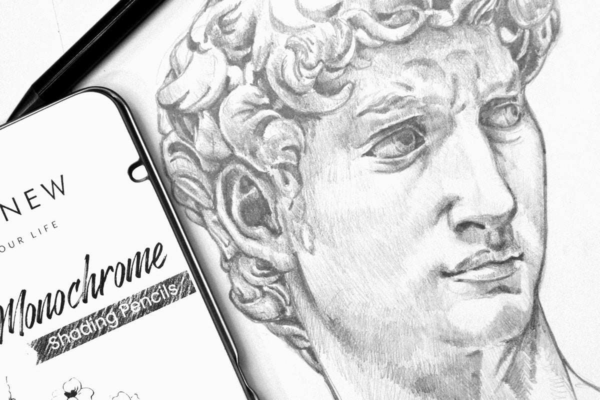 A sketch of a statue created with Monochrome Shading Pencils