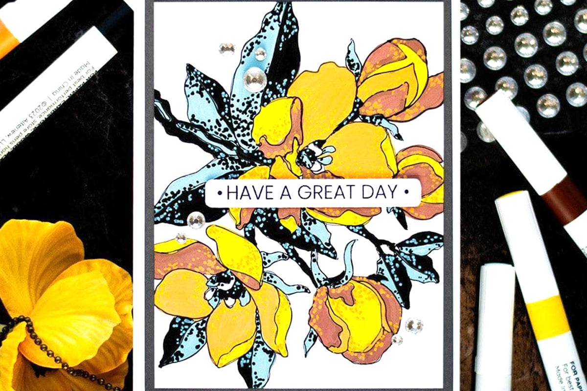 A lovely floral greeting card created and colored in with the 24-Color Acrylic Marker Set