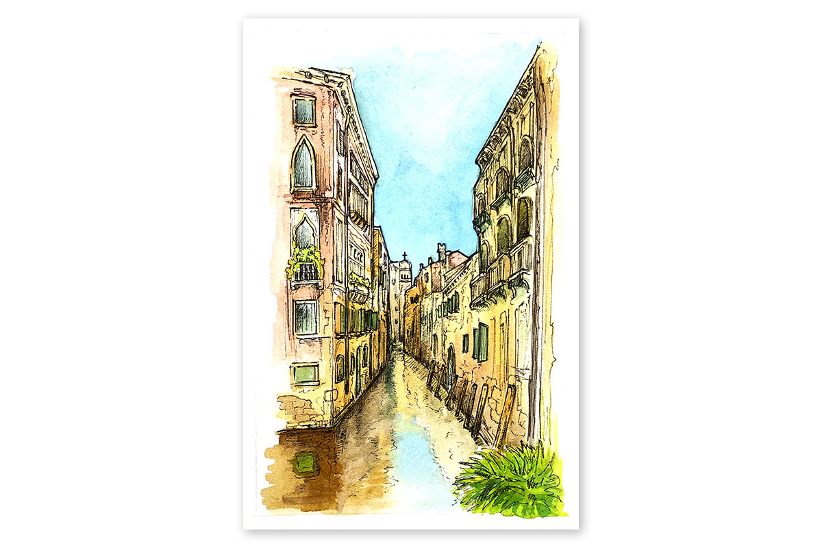 A beautiful watercolor painting showing how to draw the illusion of depth in art