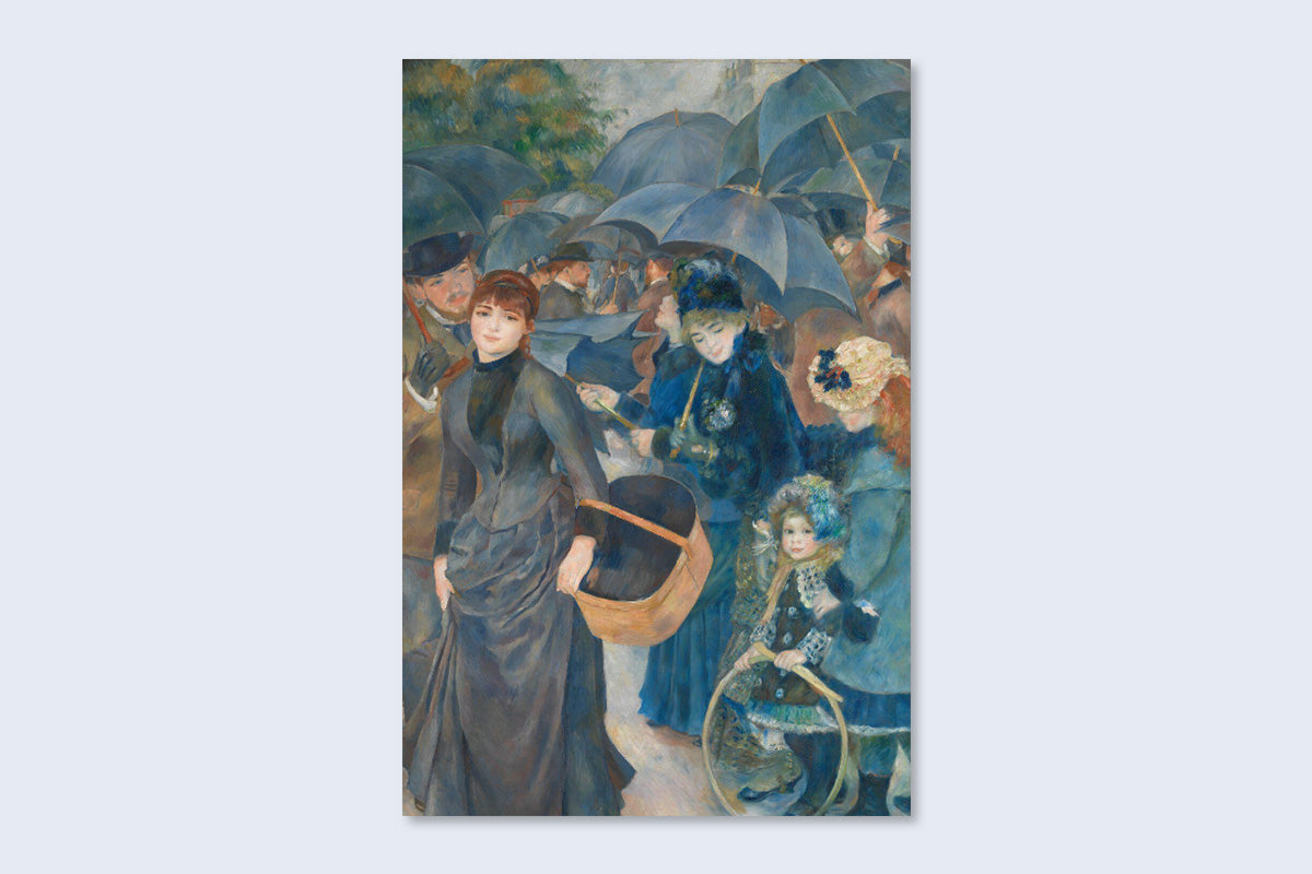 Another one of Pierre-Auguste Renoir artworks, is the famous The Umbrellas painting of Parisians holding umbrellas 