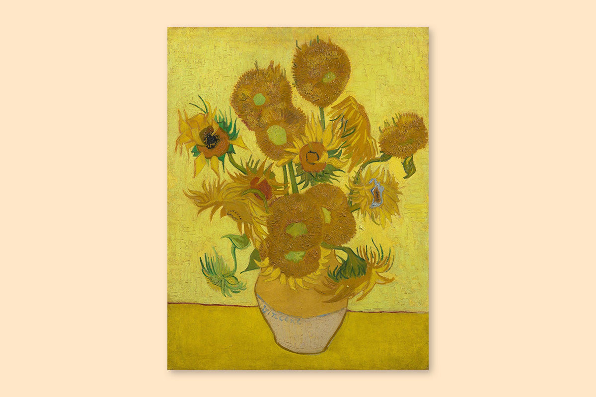 A beautiful bouquet of sunflowers painted in tints of yellow