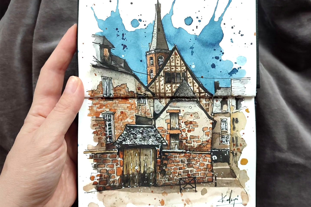 A Brick House Watercolor Painting by Kalliopi