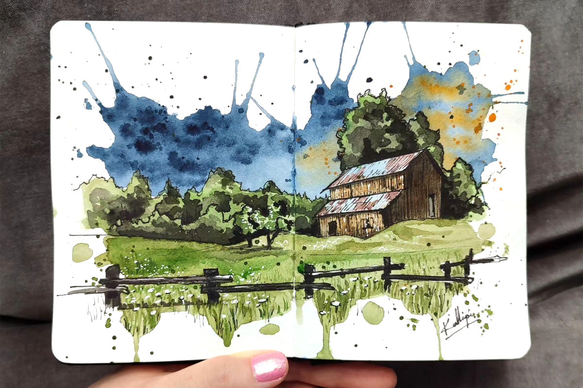 A Rural Watercolor Scene by Kalliopi