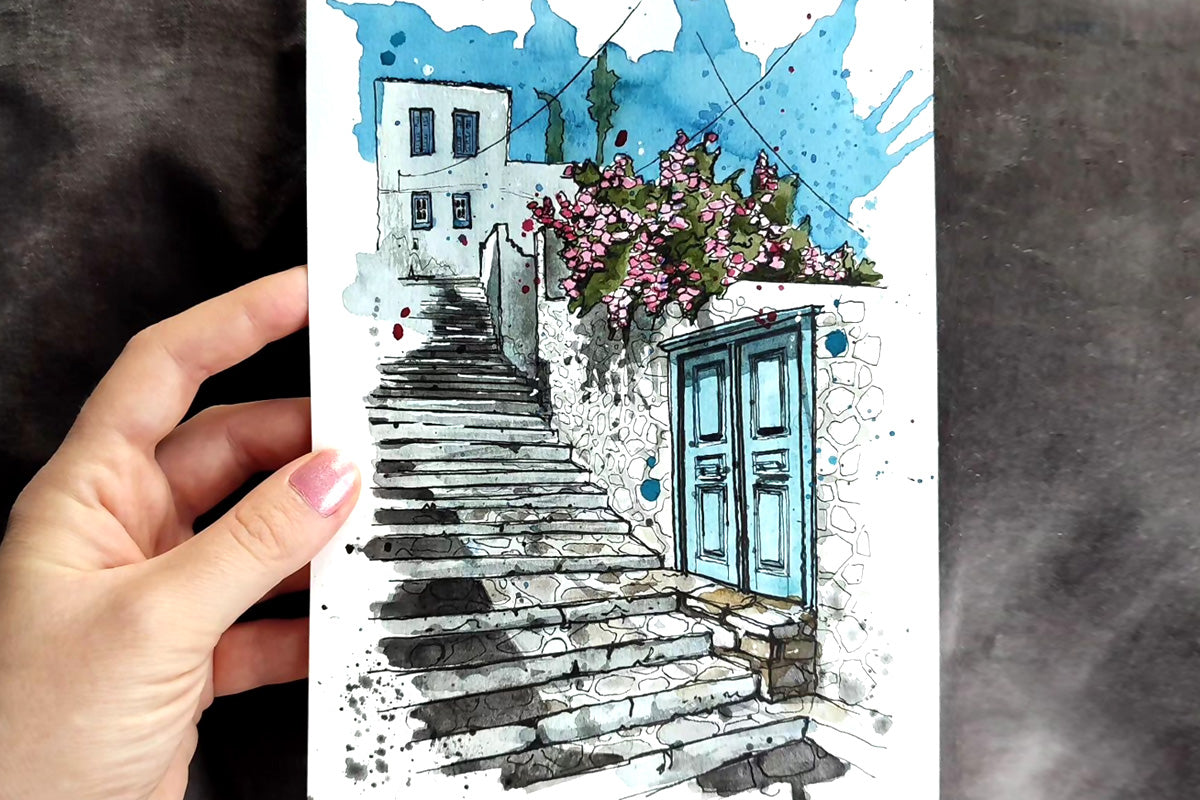 A Beautiful Streets on Hydra Island in Greece Painting