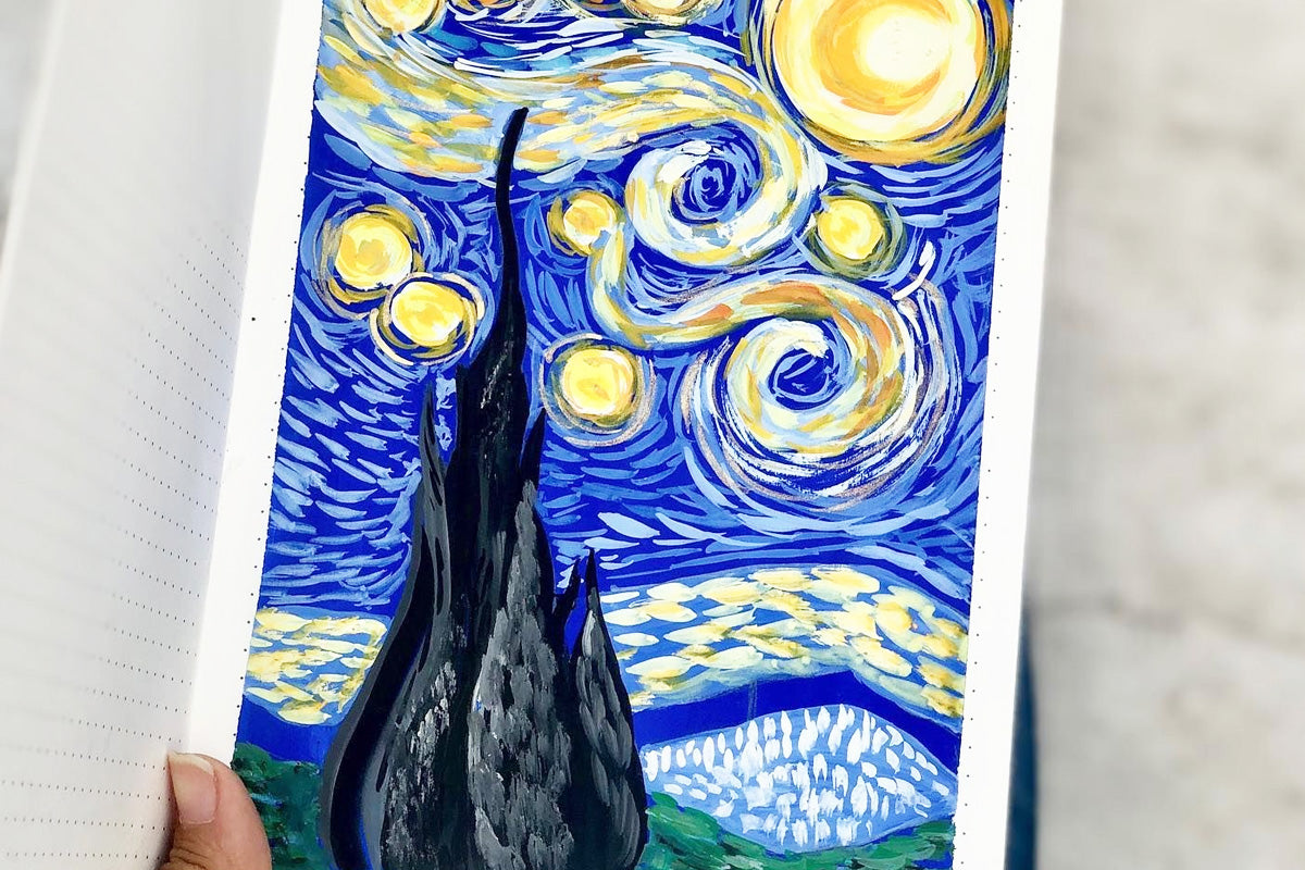 A gouache version of Vincent Van Gogh's Starry night by Zaisha