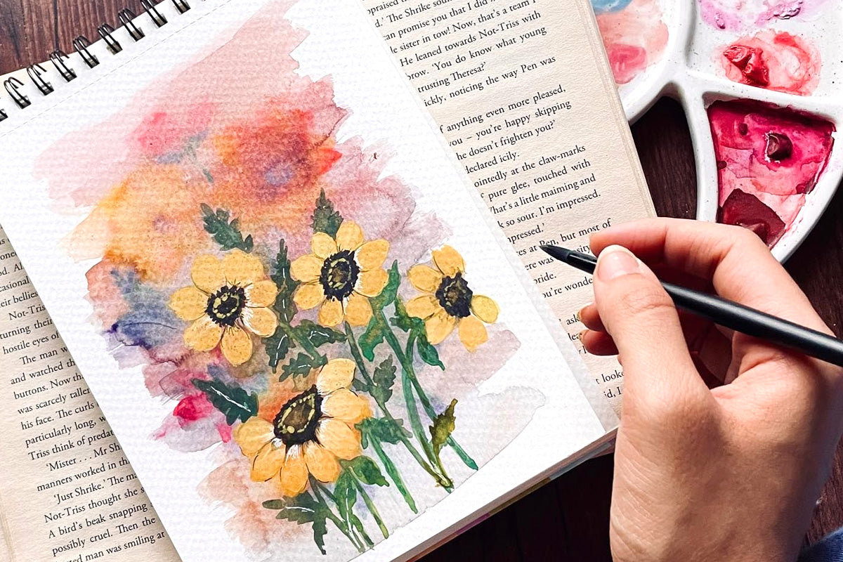 A watercolor painting of some sunflowers by Zaisha