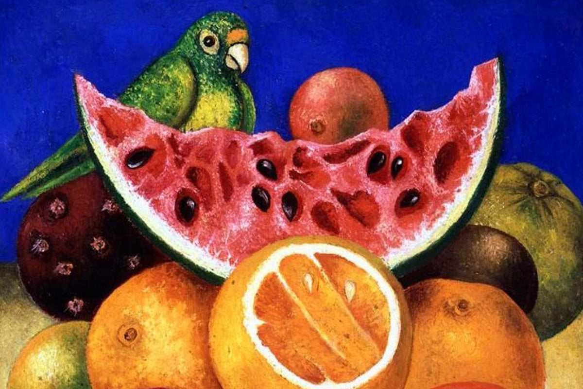 Still Life with Parrot and Fruit by Frida Kahlo (1951)