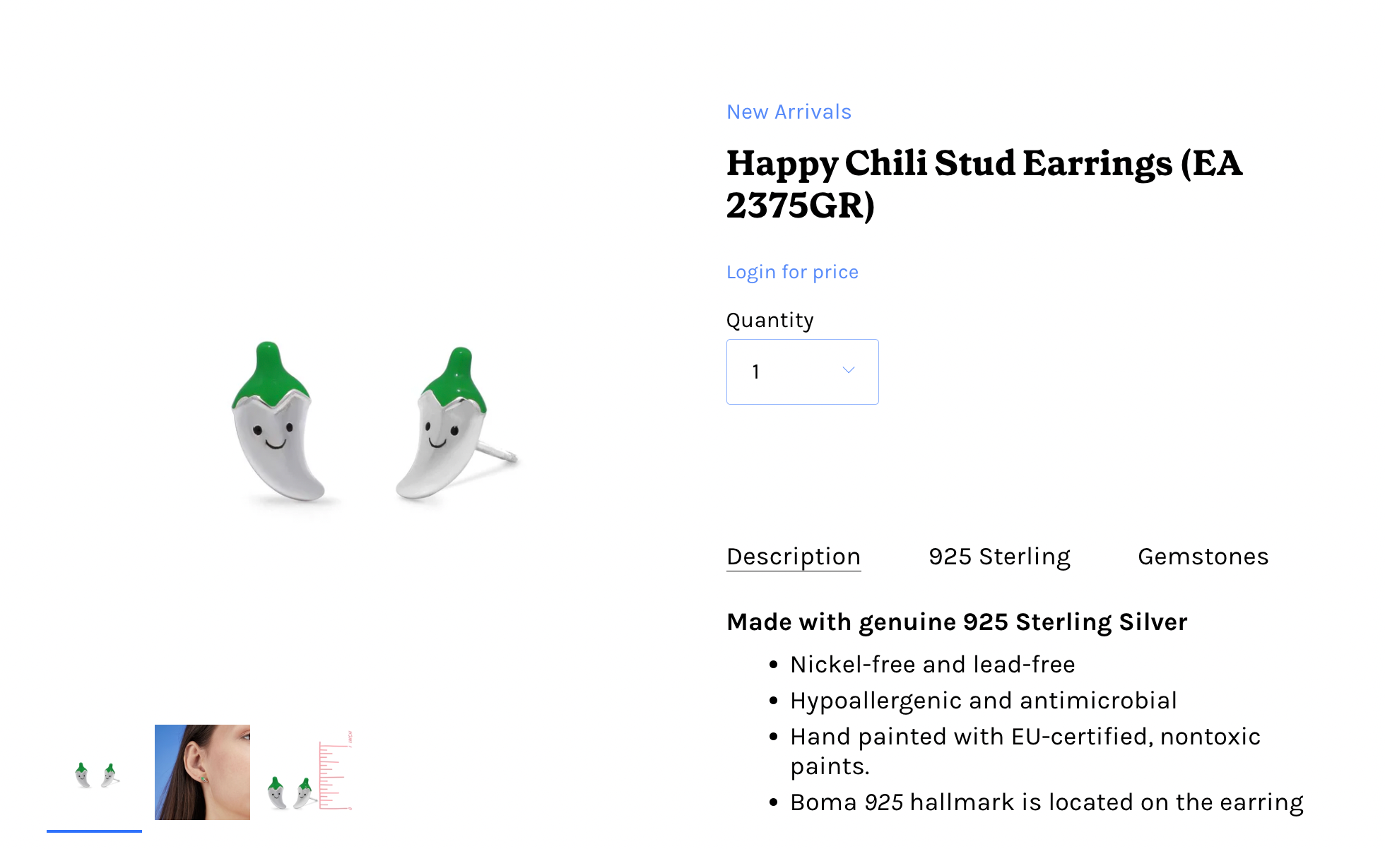 Boma Jewelry Wholesale Happy Chili Earring Studs