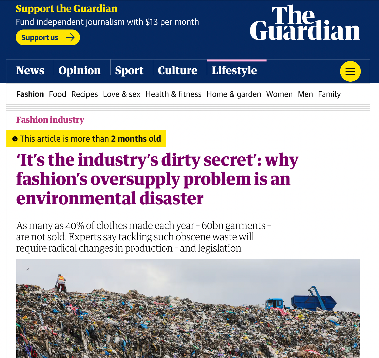 Guardian Article Fashion Waste Problem