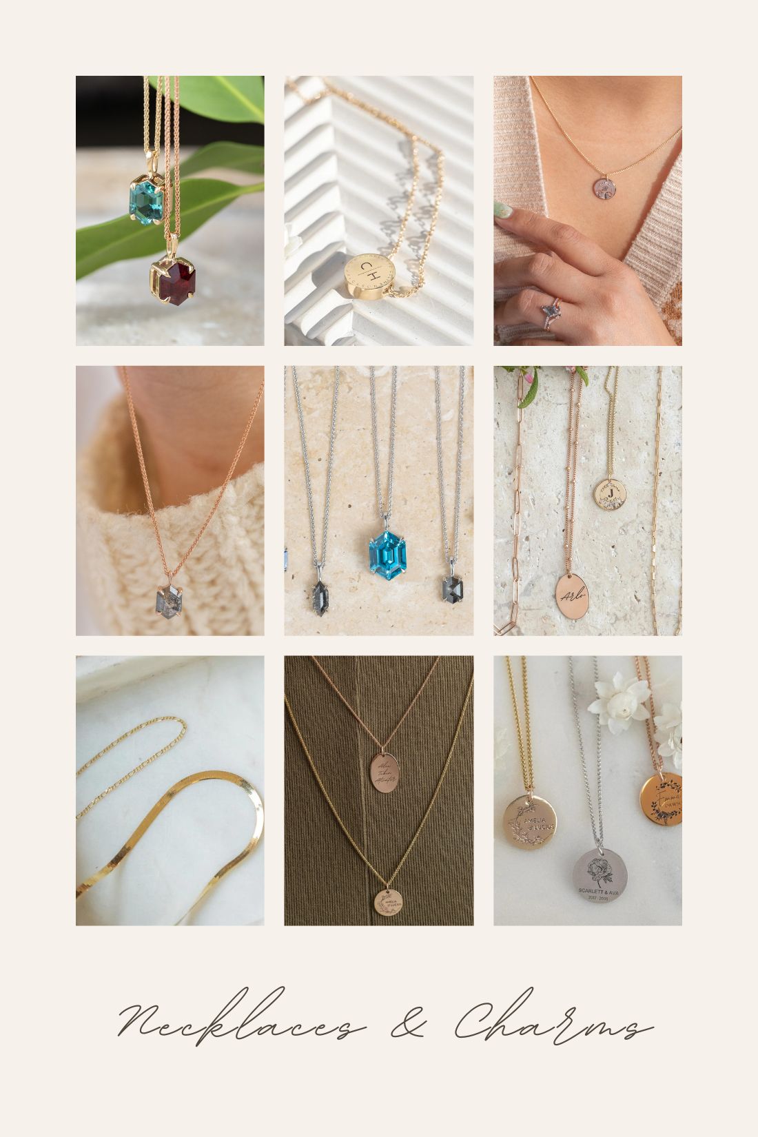 necklaces, initial charms, pendants from point no point studio to make this valentine's day extra special