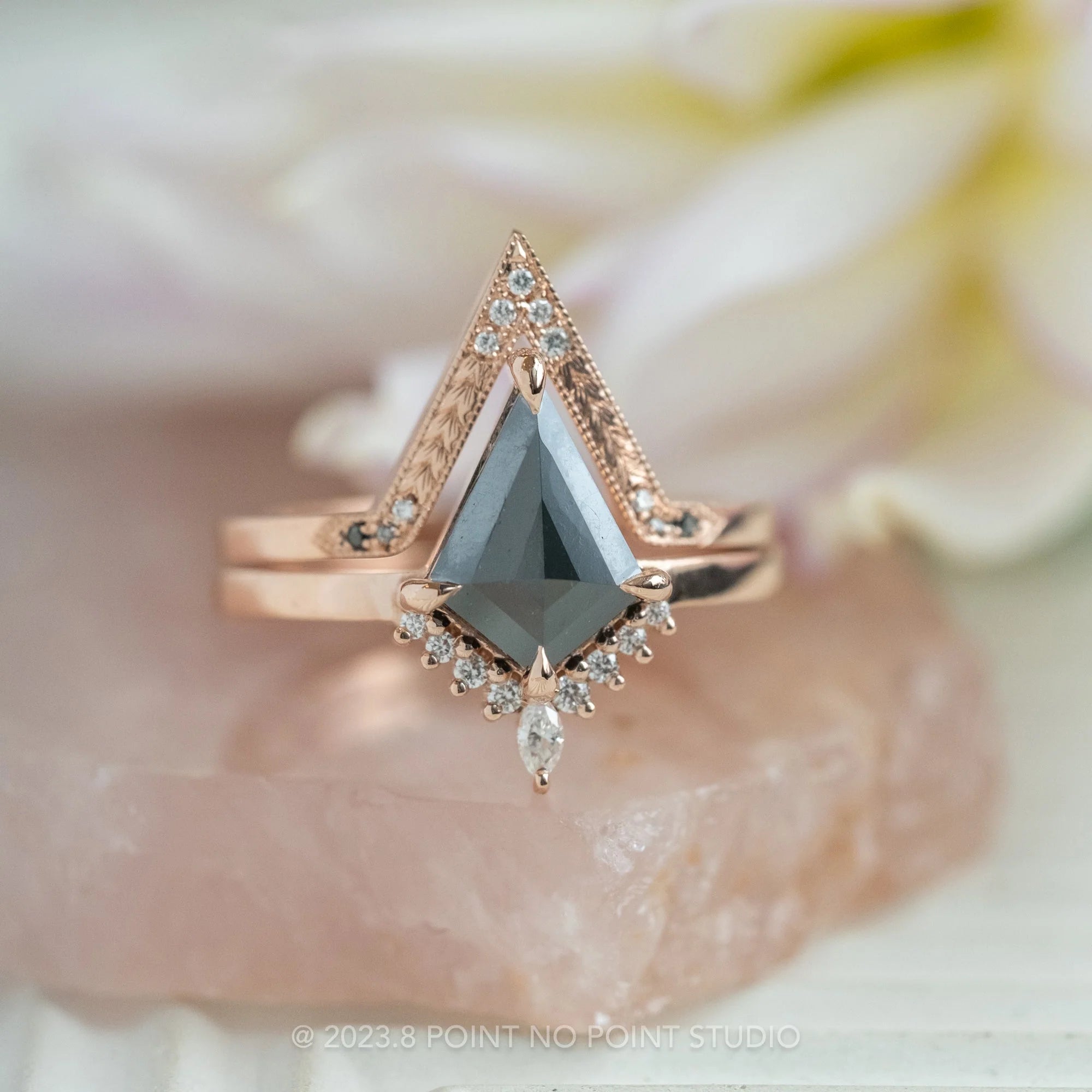 Black diamonds, Black kite diamond, Alternative Engagement ring, Point No Point Studio