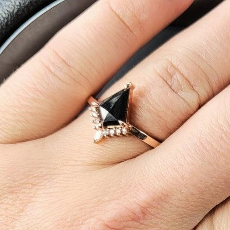 Black kite diamond, black kite diamond engagement ring, alternative engagement ring, Point No Point Studio