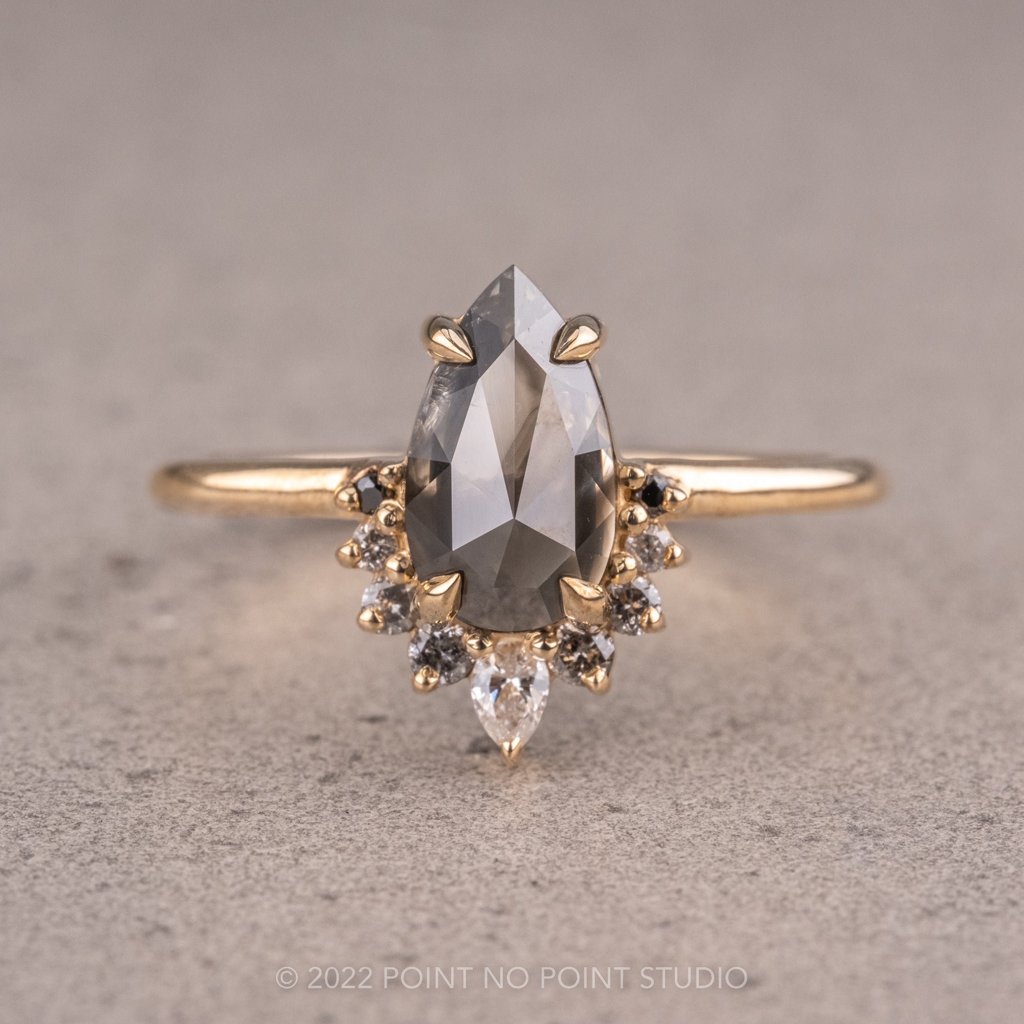 Salt and Pepper Diamond Engagement Ring, Point No Point Studio