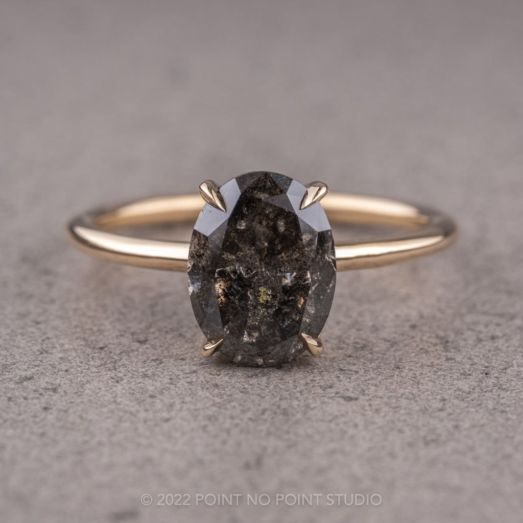 Salt & Pepper Oval Diamond Engagement Ring – Point No Point Studio