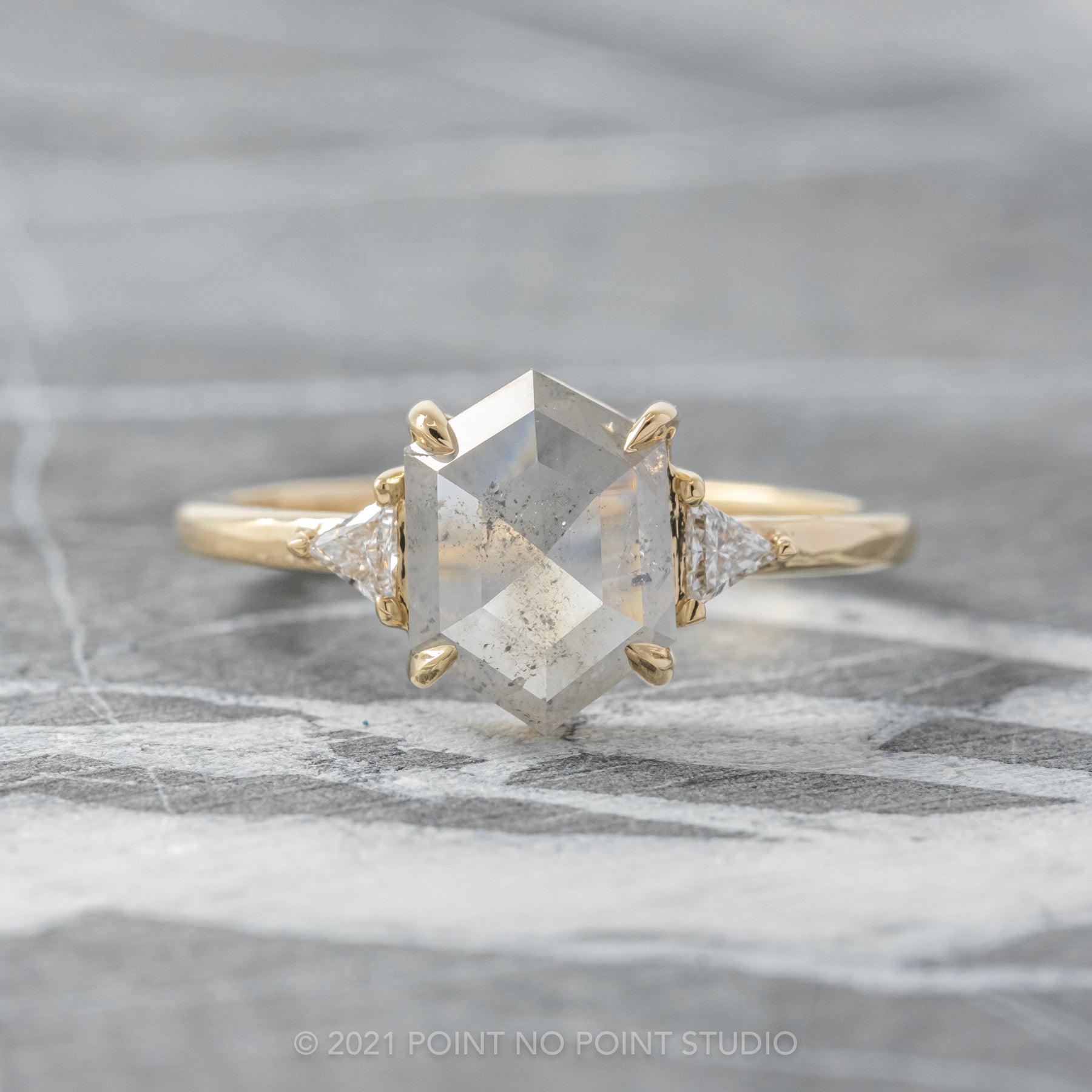 hexagon diamond engagement ring point no point studio