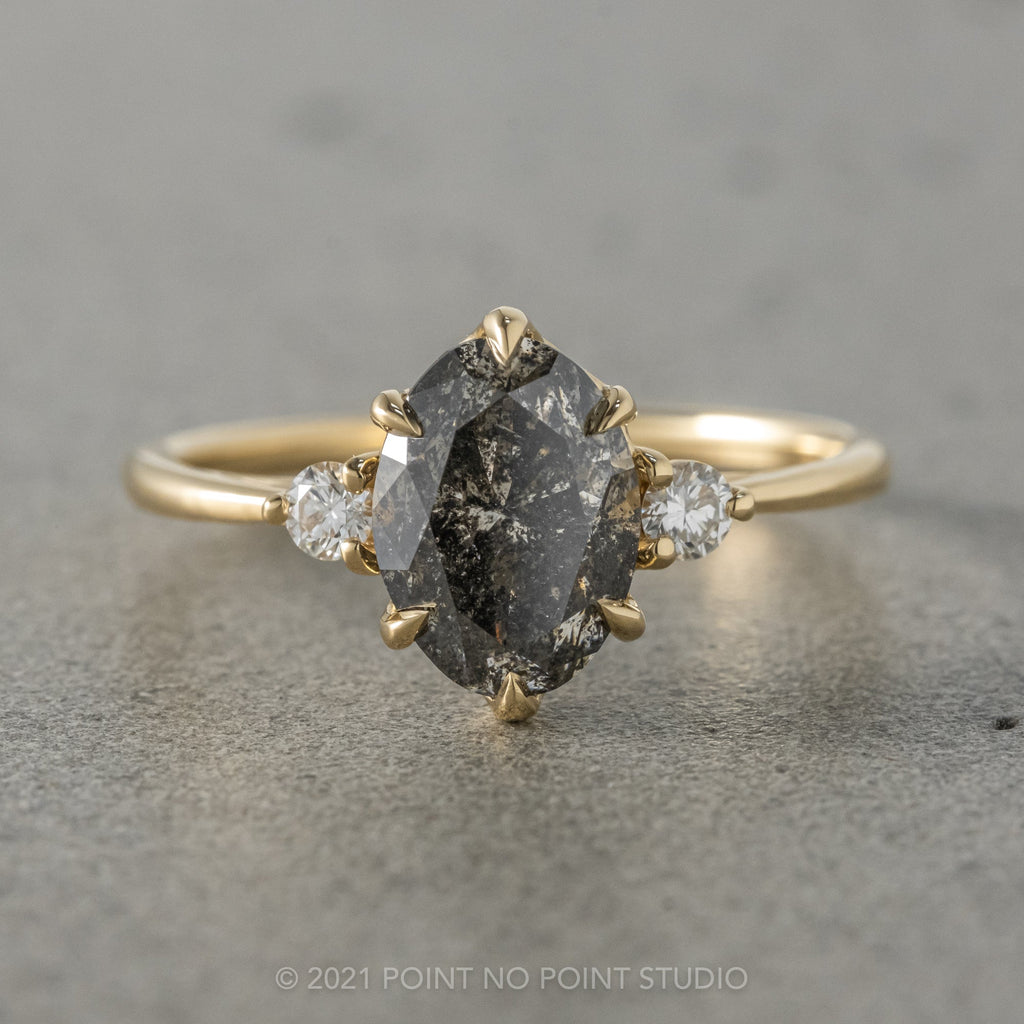 Salt & Pepper Oval Diamond Engagement Ring – Point No Point Studio