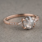 icy hexagon diamond engagement ring