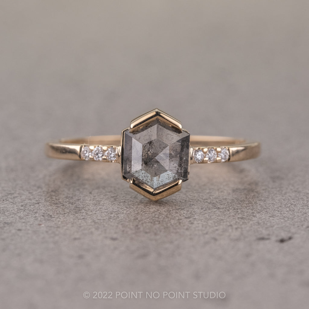 Black Hexagon Diamond Engagement Ring – Point No Point Studio