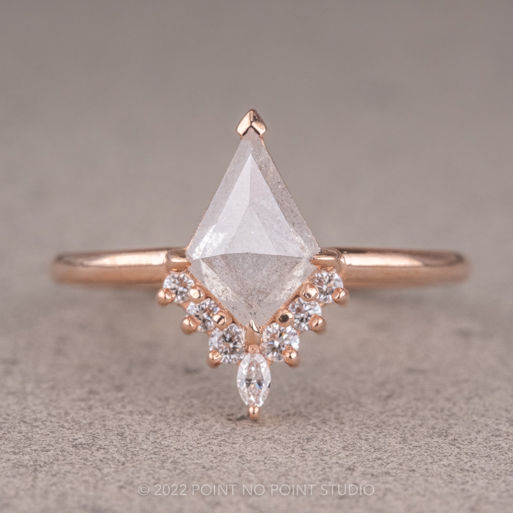 Salt and Pepper Diamond Engagement Ring, Point No Point Studio