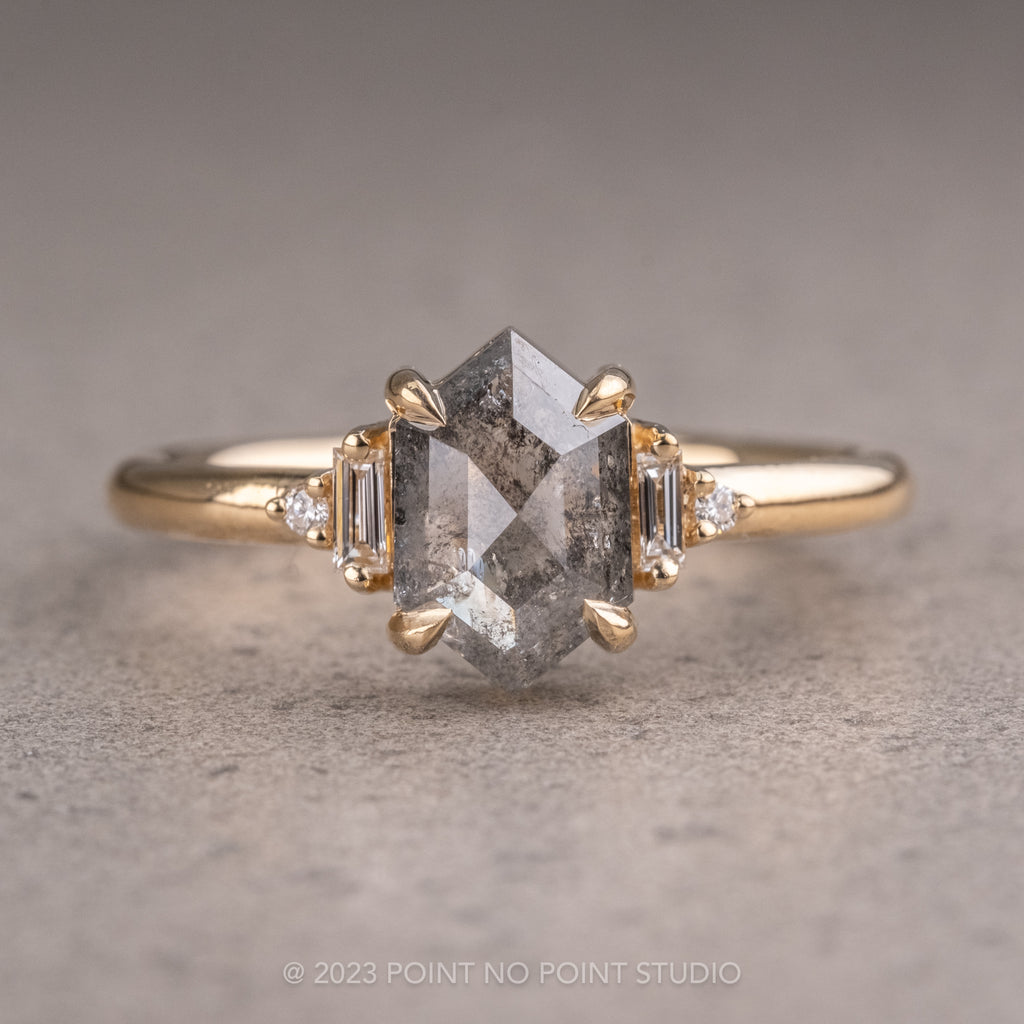 Salt and Pepper Diamond Engagement Ring, Point No Point Studio