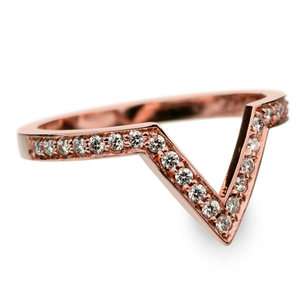 14k Rose Gold Diamond Chevron Band No. 02 Point No Point