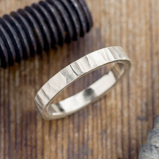 The Edisto | 3mm & 4mm Women's Hammered Yellow Gold Wedding Band | Rustic and Main