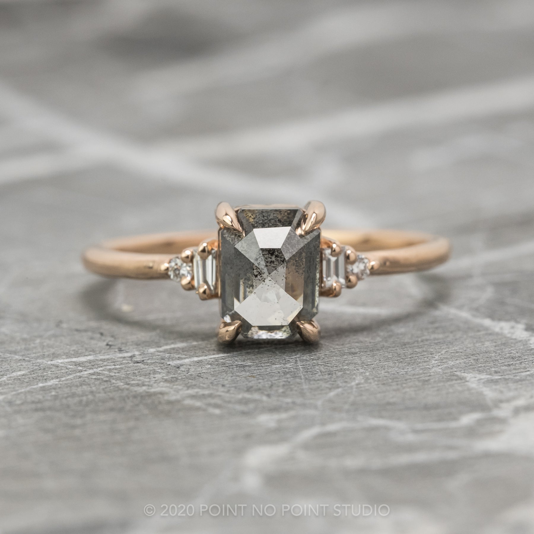 Salt \u0026 Pepper Emerald Cut Diamond 