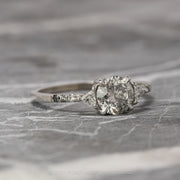 1.17 Carat Salt & Pepper Diamond Engagement Ring, Ombre Eliza Setting, Platinum