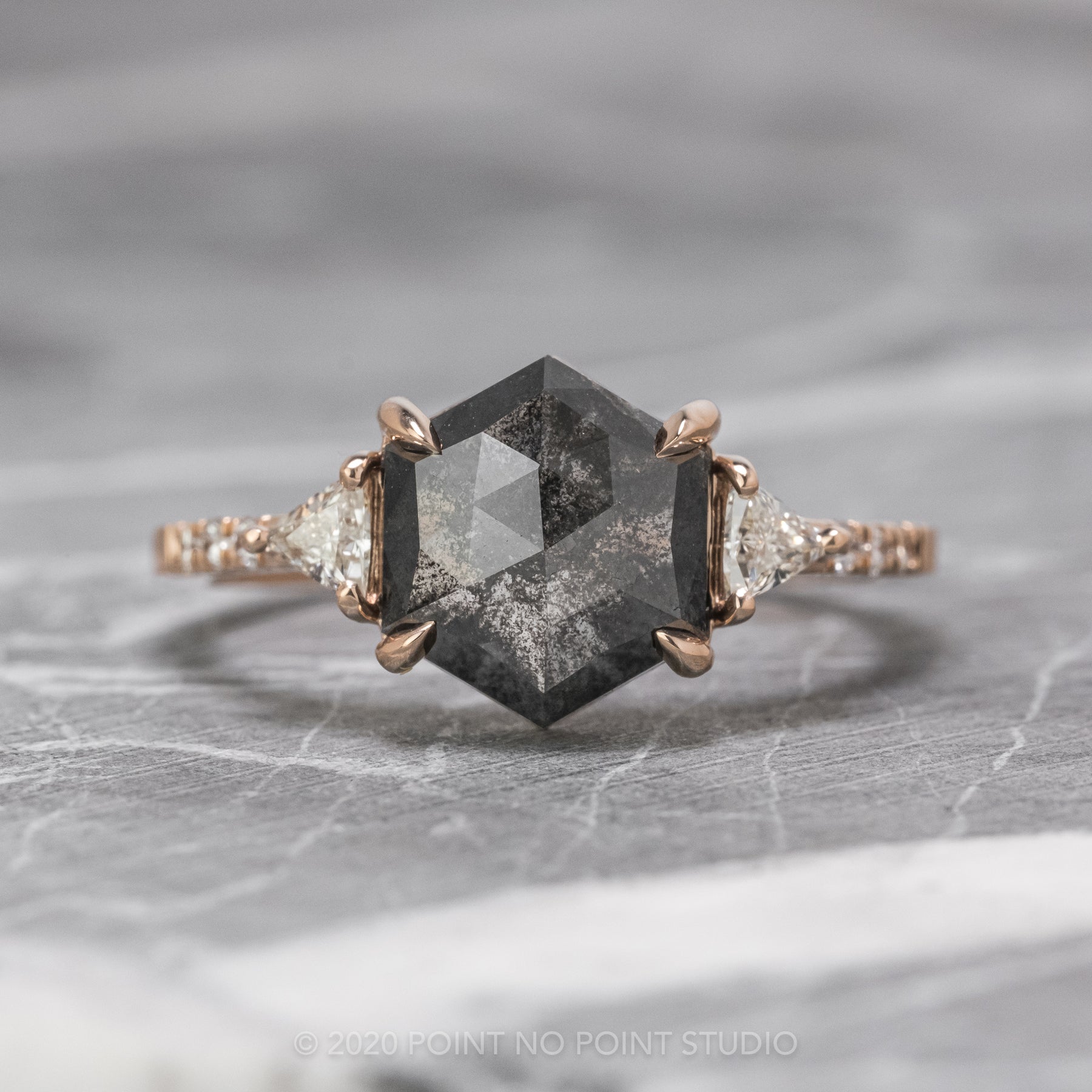 hexagon diamond engagement ring point no point studio