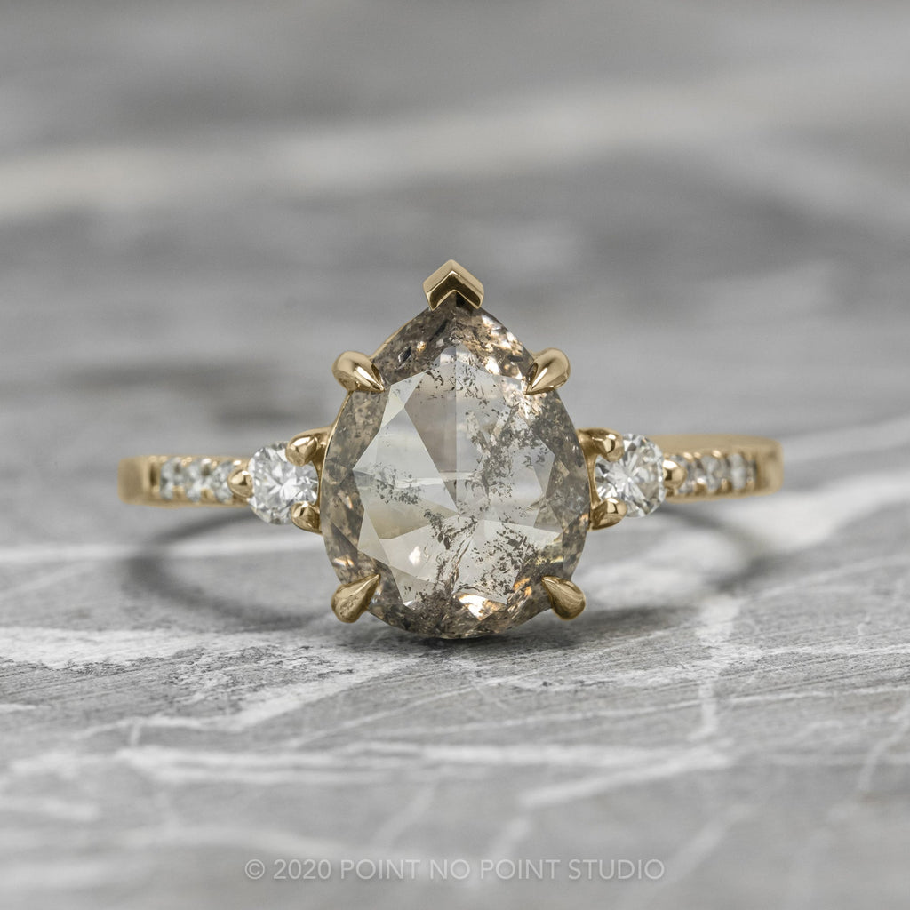 Salt & Pepper Pear Diamond Ring – Point No Point Studio