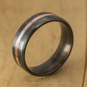 7mm Steel Men's Wedding Band with 18k Rose Gold Inlay