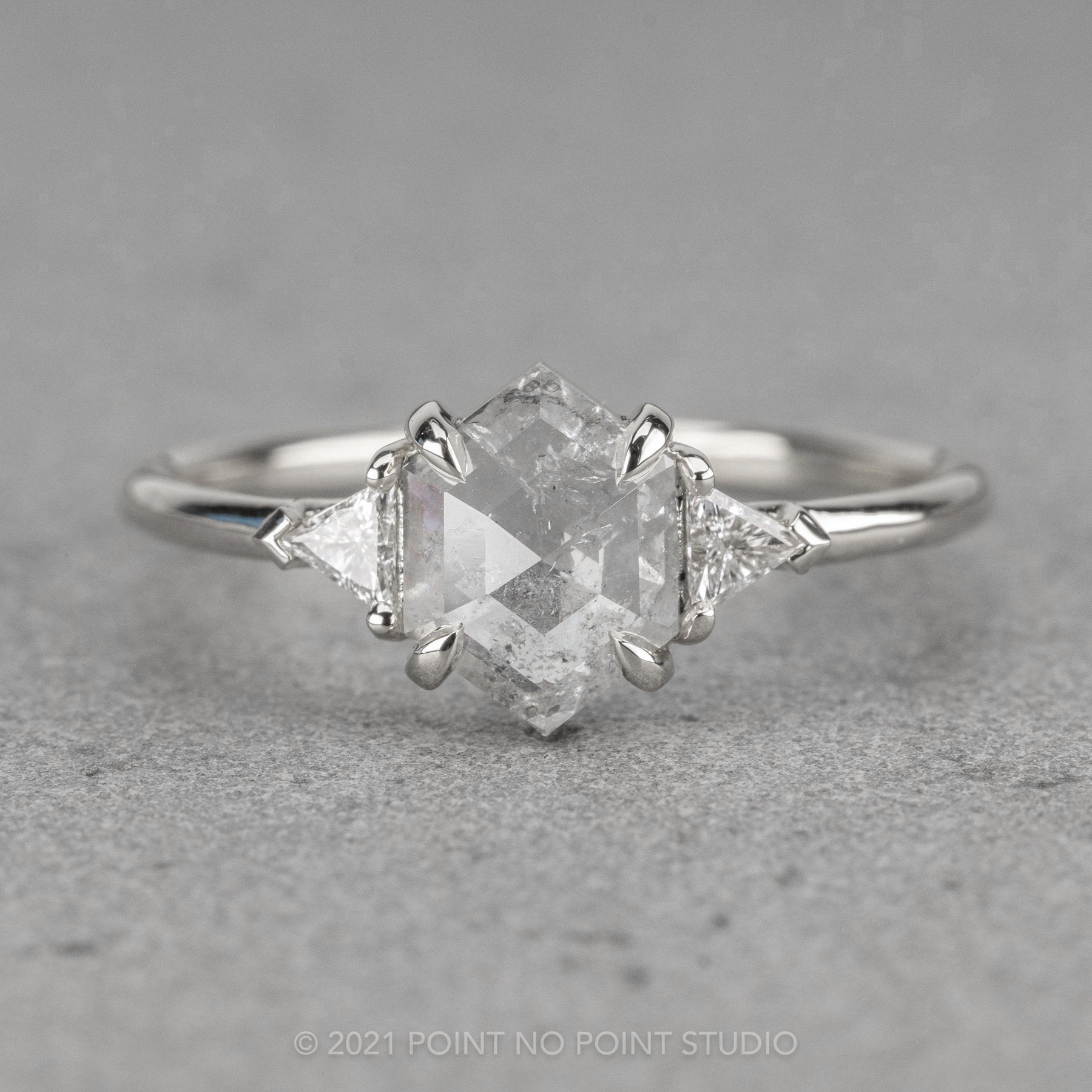 Icy White Diamond Engagement Ring, Point No Point Studio