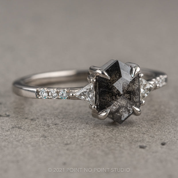 Salt & Pepper Hexagon Diamond Ring – Point No Point Studio