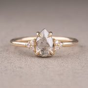 salt and pepper pear diamond engagement ring