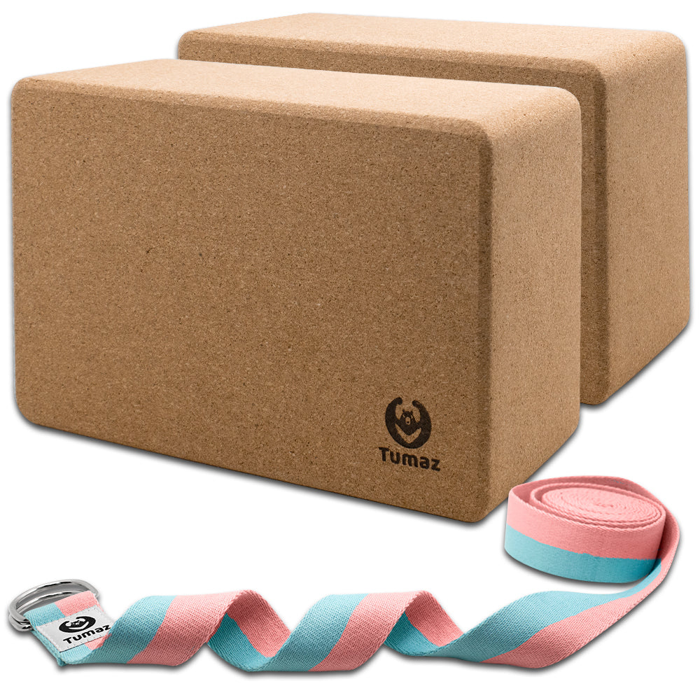 YogaAddict Foam & Cork Yoga Blocks 2 Pack and Ghana