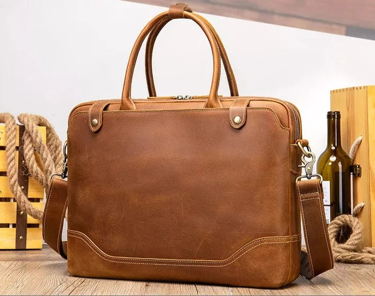 SAV™PremiumLeather Genuine Leather Messenger Bag Laptop Bag Shoulder Bag for Women Gift for Men Office Bag Work Briefcase Large Satchel Rustic Bag